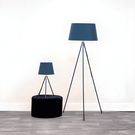 Lampadaire trépied métal bleu