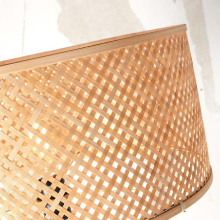 Lampadaire abat-jour bambou tressé