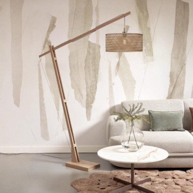 lampadaire articulé bambou naturel