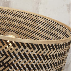Lampadaire abat-jour bambou marron et noir
