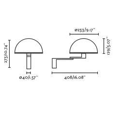 dimensions applique murale orientable dôme