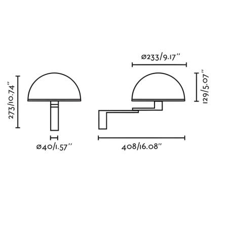dimensions applique murale orientable dôme