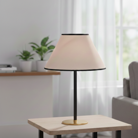 abat-jour conique rose bord noir