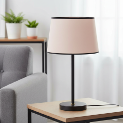 abat-jour conique rose liseré noir