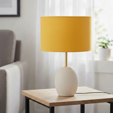 abat-jour cylindrique coton jaune moutarde