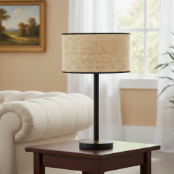 Abat-jour cylindrique en raphia naturel