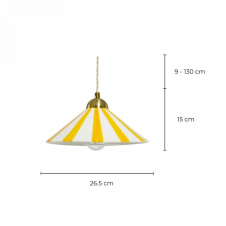 Dimensions suspension céramique blanche et jaune