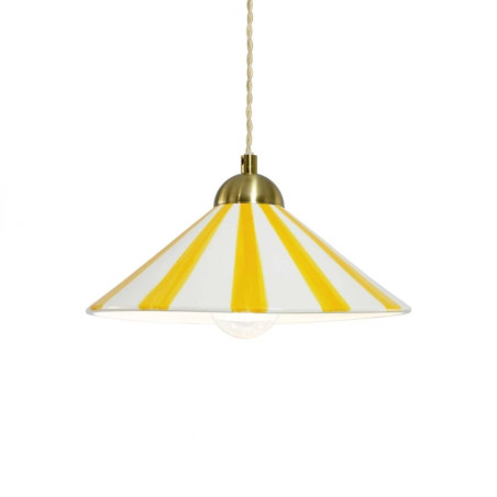 Suspension céramique rayée jaune