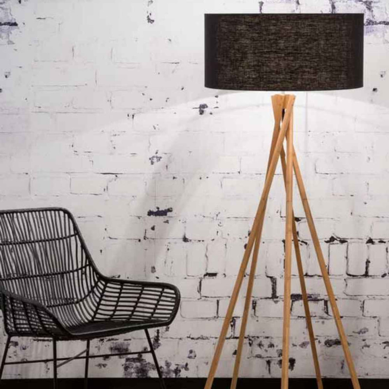 Lampadaire bambou noir