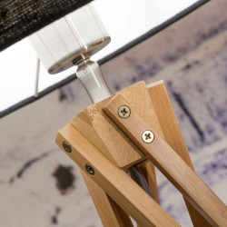 Lampadaire trépied bois abat-jour