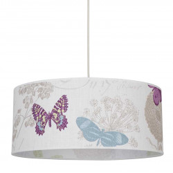 Suspension lin blanche papillons