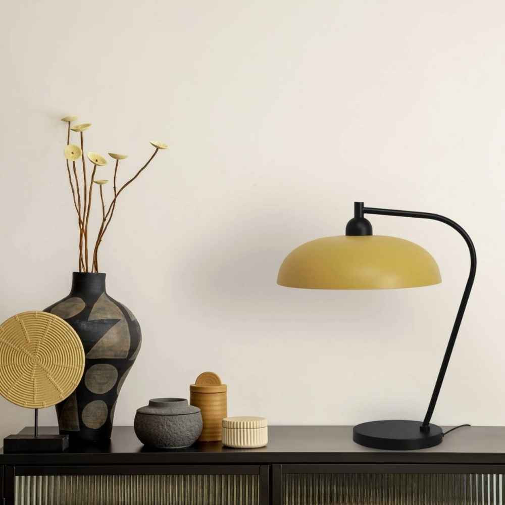 lampe à poser vintage jaune mat