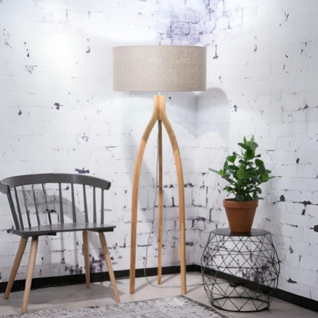 lampadaire scandinave bambou et lin