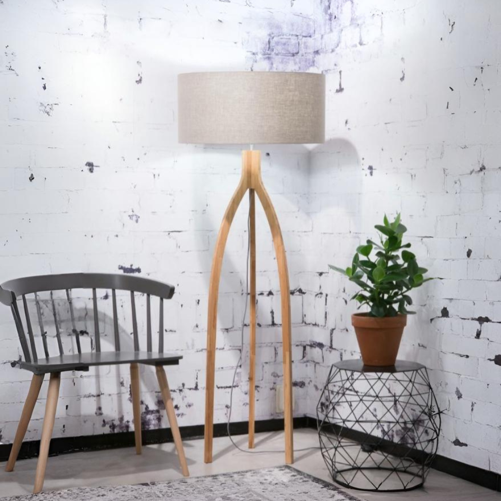 lampadaire scandinave bambou et lin