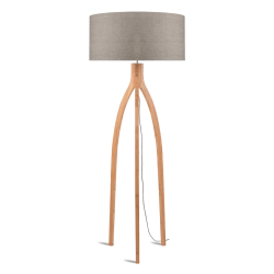 lampadaire trépied abat-jour lin foncé