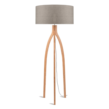 lampadaire trépied abat-jour lin foncé