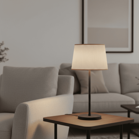 Abat-jour texturé beige conique