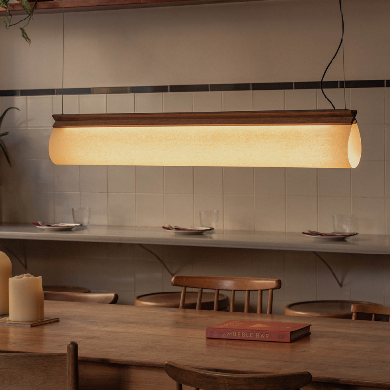 suspension horizontale papier et bois