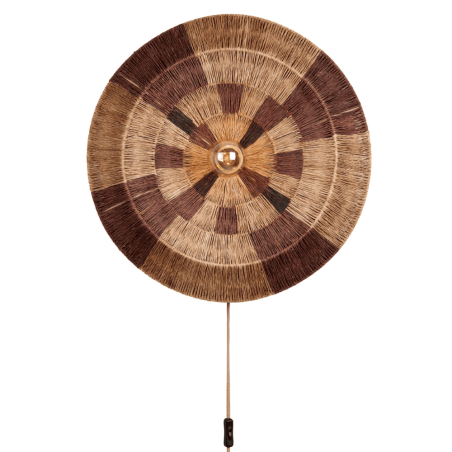 Applique murale disque jute marron