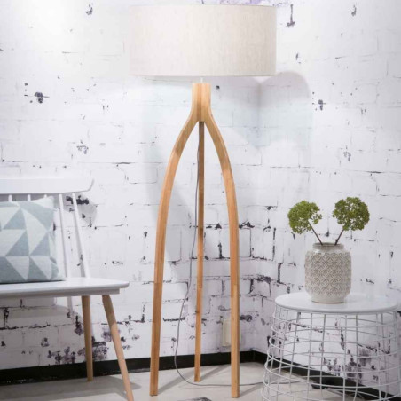 Lampadaire bambou et lin salon