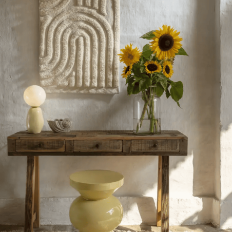 lampe à poser cylindrique jaune