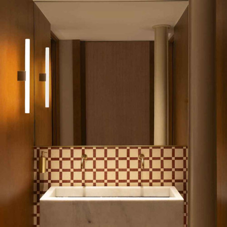 applique murale bois et néon blanc