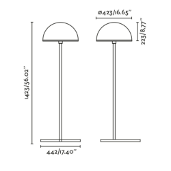 dimensions lampadaire dôme trépied