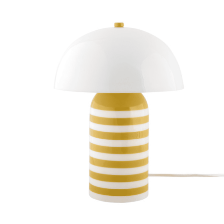 lampe de table émaillée jaune et blanc