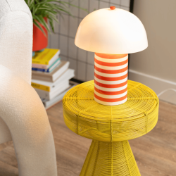 lampe champignon rayée orange et blanc