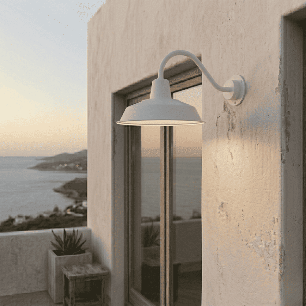 Applique extérieure industrielle blanche