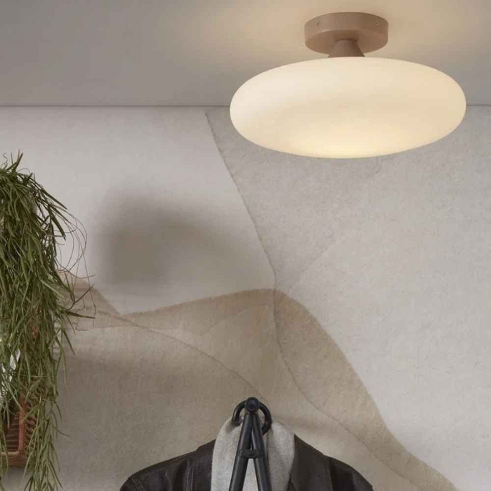 Plafonnier en verre rond blanc