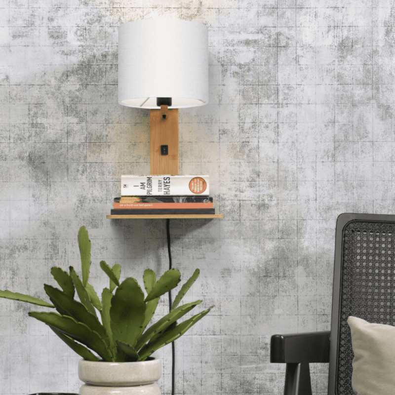 Applique murale bambou et lin blanc