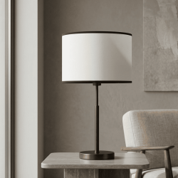 abat-jour cylindrique blanc liseré noir