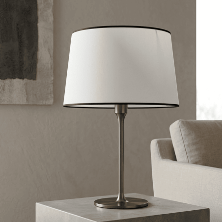 abat-jour conique blanc liseré noir