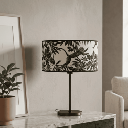 abat-jour motif jungle noir et blanc