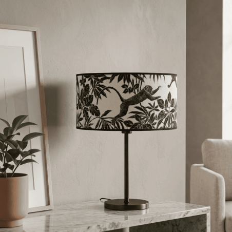 abat-jour motif jungle noir et blanc