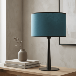 abat-jour cylindrique bleu liseré noir