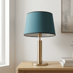 abat-jour conique bleu liseré noir