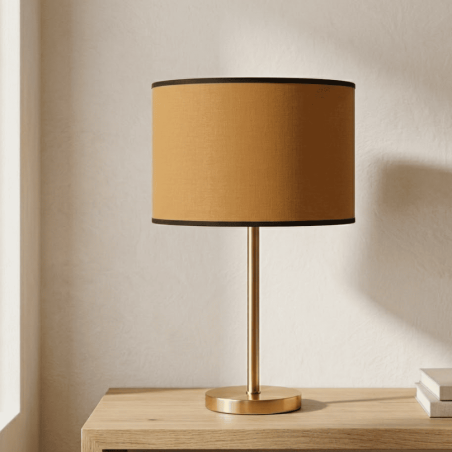 abat-jour coton cylindrique caramel