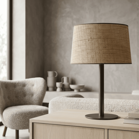 abat-jour raphia liseré kaki