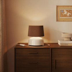 abat-jour laine cylindrique marron