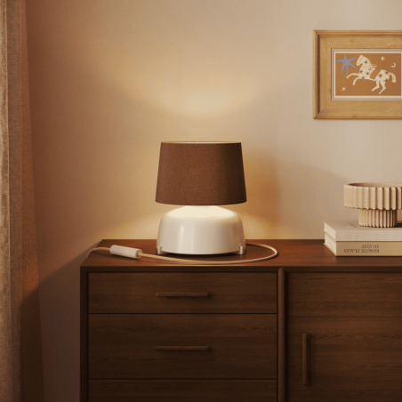 abat-jour laine cylindrique marron