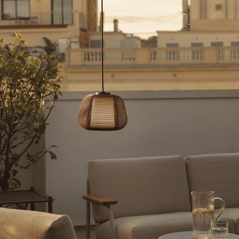 suspension lanterne marron