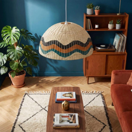 Grande suspension rotin naturel