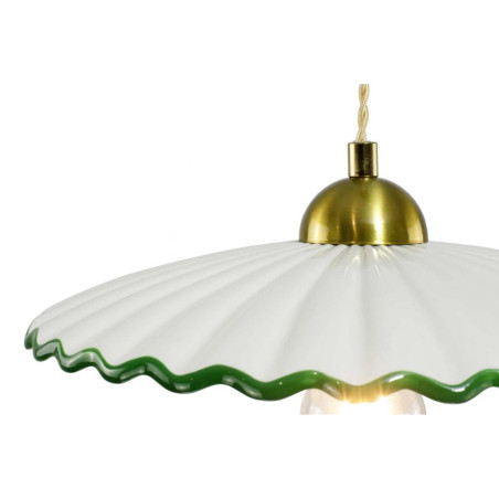 Lampe suspendue céramique ondulée vert