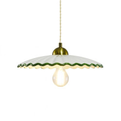 Luminaire céramique plissée vert