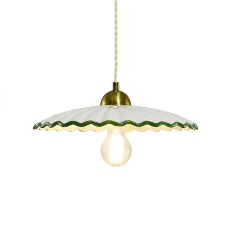 Luminaire céramique plissée vert