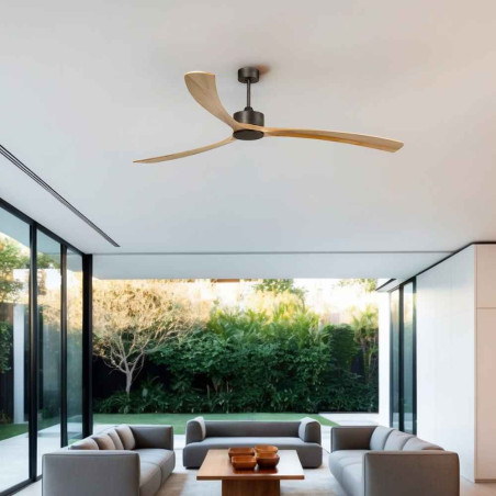 Ventilateur grande pièce en bois clair
