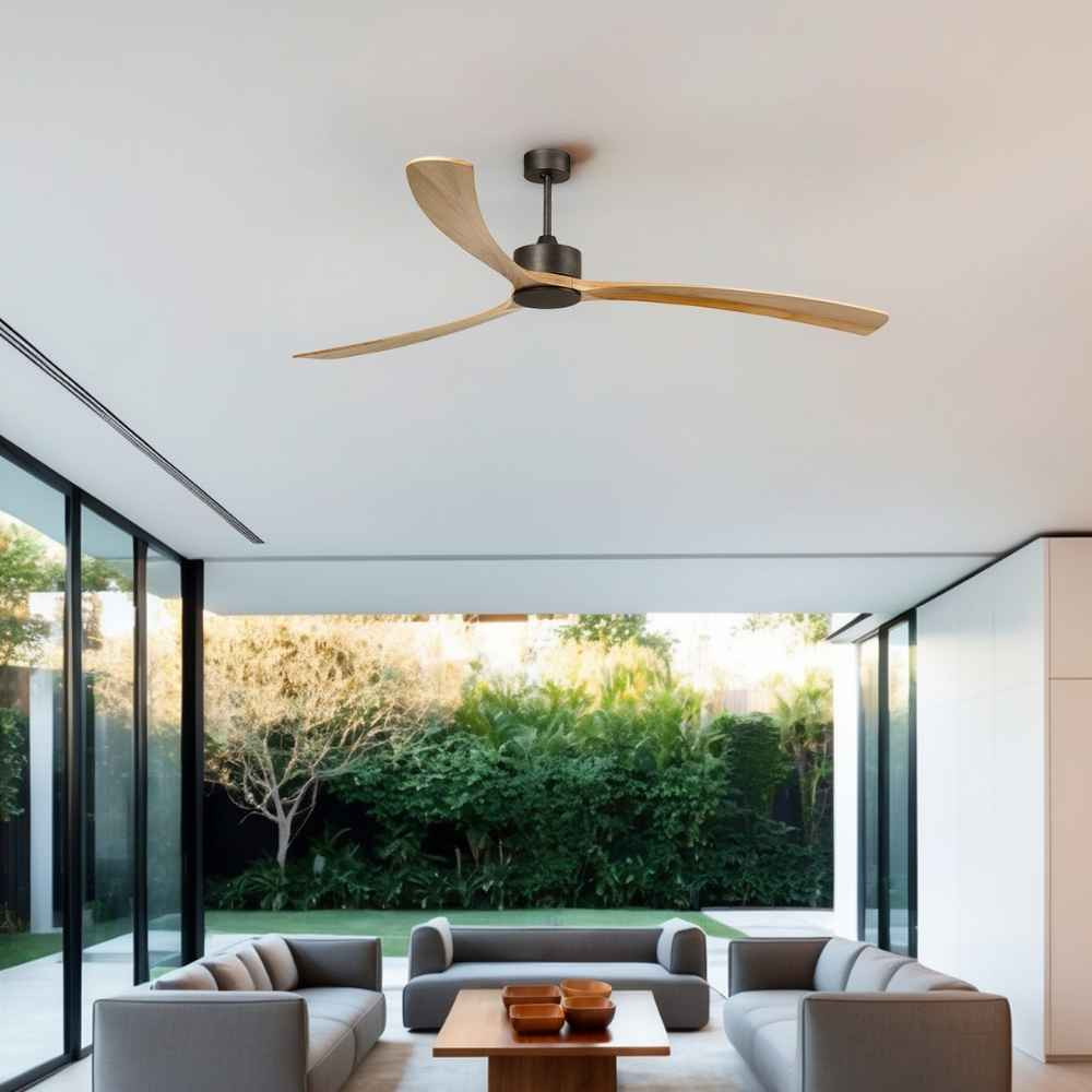 Ventilateur grande pièce en bois clair