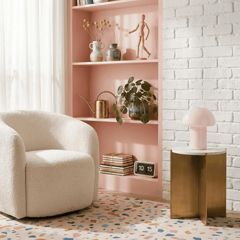 lampe champignon rose pastel
